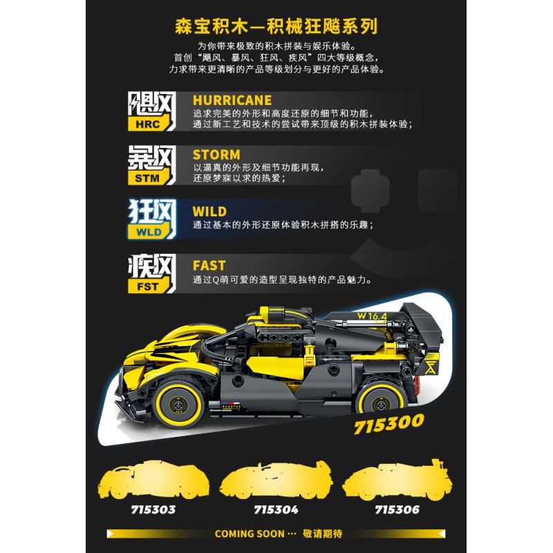 SEMBO 715300 non  CƠN LỐC BUGATTI tỷ lệ 1:18 bộ đồ chơi xếp lắp ráp ghép mô hình  BUGATTI BOLIDE Kỹ Thuật Công Nghệ Cao Mô Hình Phương Tiện 452 khối