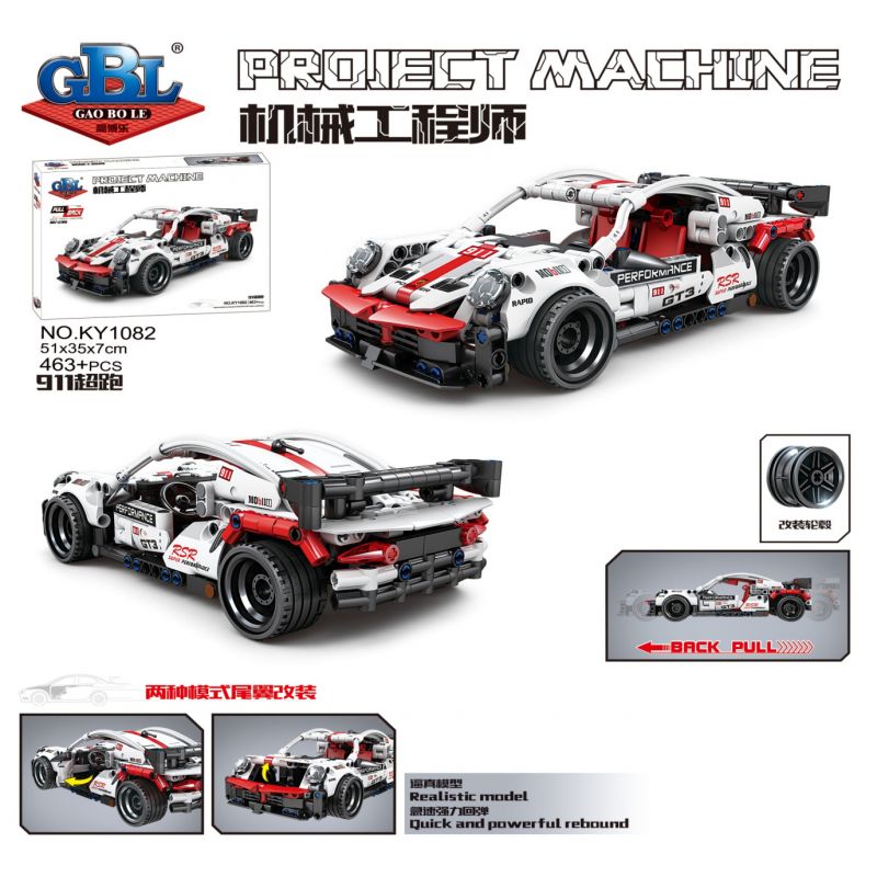 GBL KY1082 1082 non  SIÊU XE PORSCHE 911 LÙI bộ đồ chơi xếp lắp ráp ghép mô hình  Kỹ Thuật Công Nghệ Cao Mô Hình Phương Tiện 463 khối