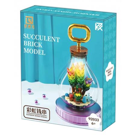 QIZHILE 92033 non  DÂY CẦU VỒNG bộ đồ chơi xếp lắp ráp ghép mô hình SUCCULENT BRICK MODEL RAINBOW MONEY STRING 124 khối