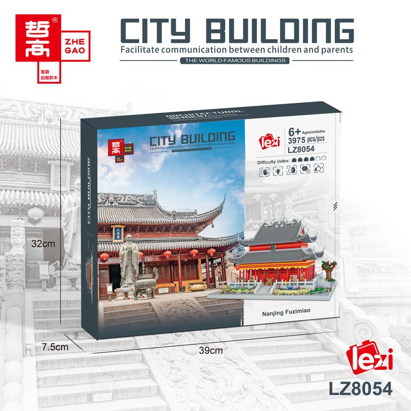 FUN IMAGINATION LZ8054 8054 non  ĐỀN THỜ KHỔNG TỬ NAM KINH bộ đồ chơi xếp lắp ráp ghép mô hình Buildings