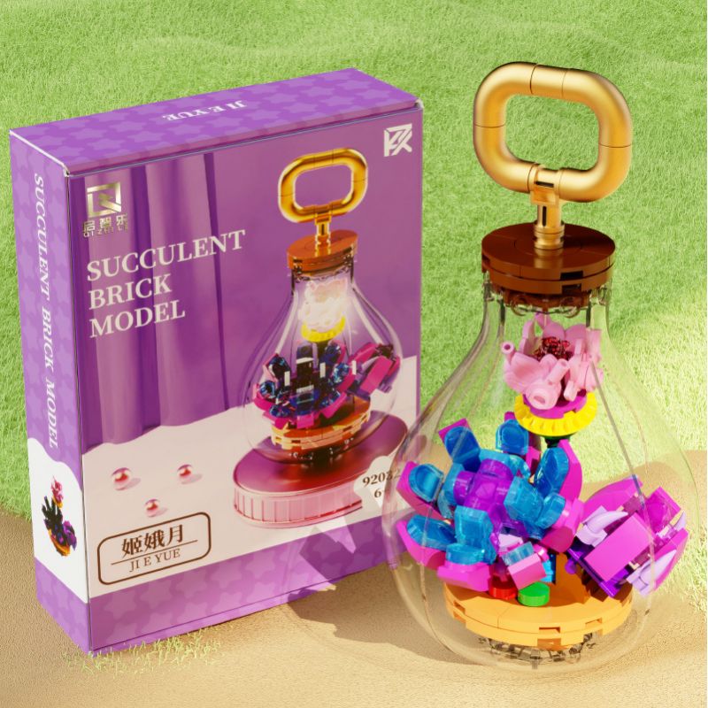 QIZHILE 92032 non  KỶ DẠ NGUYỆT bộ đồ chơi xếp lắp ráp ghép mô hình SUCCULENT BRICK MODEL 124 khối