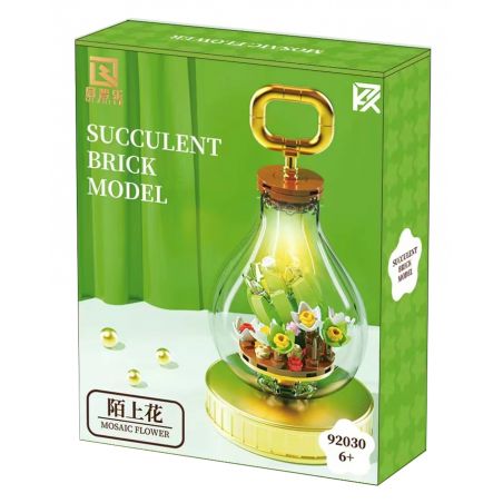 QIZHILE 92030 non  CỦ MỌNG NƯỚC HOA MOSHANG bộ đồ chơi xếp lắp ráp ghép mô hình SUCCULENT BRICK MODEL MOSAIC FLOWER 124 khối