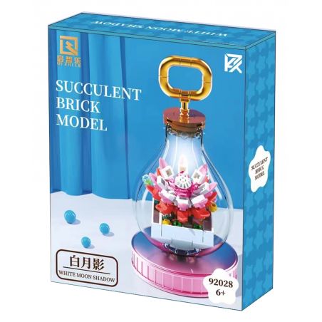 QIZHILE 92028 non  BẠCH NGUYỆT ANH bộ đồ chơi xếp lắp ráp ghép mô hình SUCCULENT BRICK MODEL WHITE MOON SHADOW 127 khối