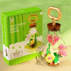 QIZHILE 92027 non  XƯA bộ đồ chơi xếp lắp ráp ghép mô hình SUCCULENT BRICK MODEL ROCOCO 112 khối