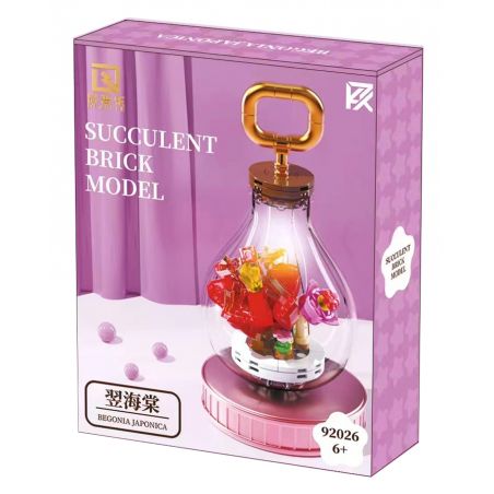QIZHILE 92026 non  THU HẢI ĐƯỜNG TIẾP THEO bộ đồ chơi xếp lắp ráp ghép mô hình SUCCULENT BRICK MODEL BEGONIA JAPONICA 112 khối