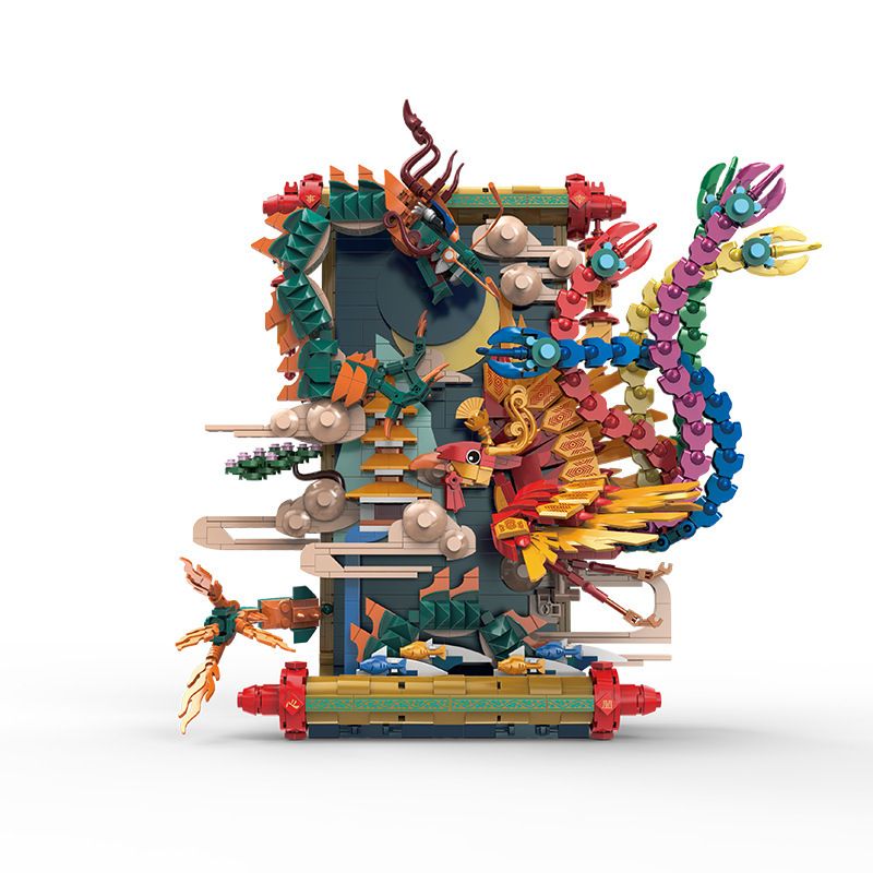 LINOOS LN7042 7042 non Lego RỒNG VÀ PHƯỢNG bộ đồ chơi xếp lắp ráp ghép mô hình Chinese Traditional Festivals Lễ Hội Cổ Truyền 1520 khối