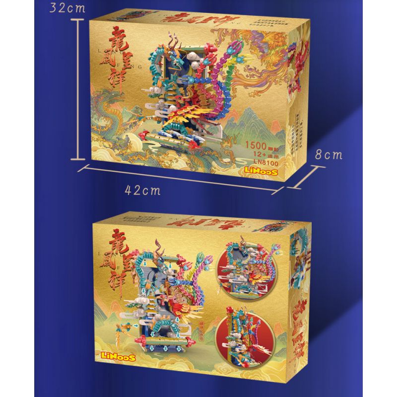 LINOOS LN7042 7042 non  RỒNG VÀ PHƯỢNG bộ đồ chơi xếp lắp ráp ghép mô hình Chinese Traditional Festivals Lễ Hội Cổ Truyền 1520 khối