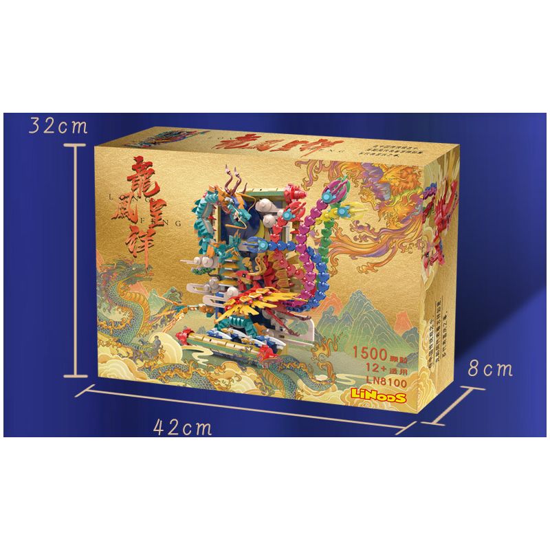 LINOOS LN7042 7042 non  RỒNG VÀ PHƯỢNG bộ đồ chơi xếp lắp ráp ghép mô hình Chinese Traditional Festivals Lễ Hội Cổ Truyền 1520 khối