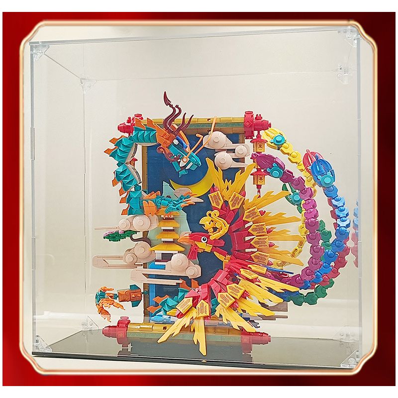 LINOOS LN7042 7042 non  RỒNG VÀ PHƯỢNG bộ đồ chơi xếp lắp ráp ghép mô hình Chinese Traditional Festivals Lễ Hội Cổ Truyền 1520 khối