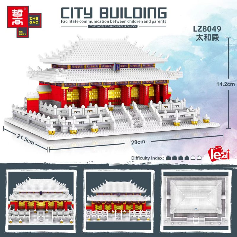 FUN IMAGINATION LZ8049 8049 non  PHONG CẢNH TUYẾT ĐÀI LOAN bộ đồ chơi xếp lắp ráp ghép mô hình Buildings HALL OF SUPREME HARMONY 2406 khối
