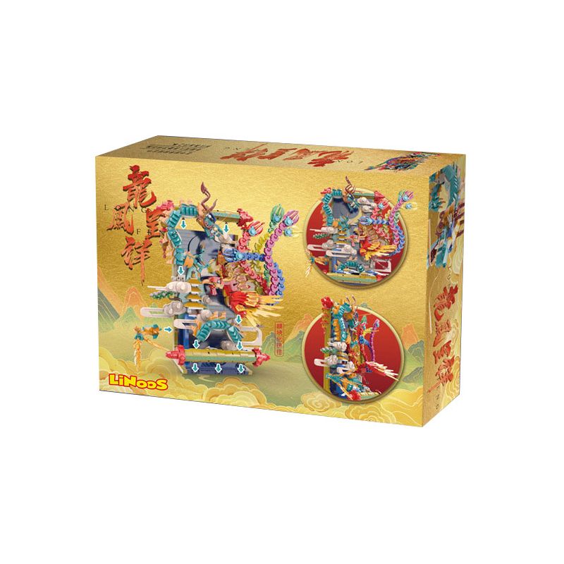 LINOOS LN7042 7042 non  RỒNG VÀ PHƯỢNG bộ đồ chơi xếp lắp ráp ghép mô hình Chinese Traditional Festivals Lễ Hội Cổ Truyền 1520 khối