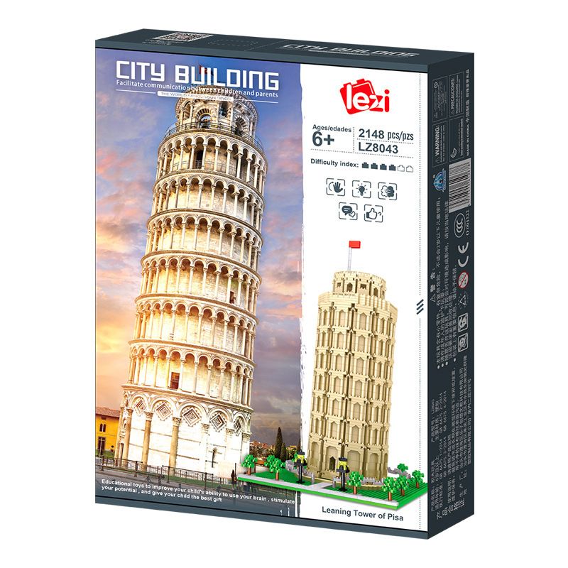 FUN IMAGINATION LZ8043 8043 non  THÁP NGHIÊNG PISA bộ đồ chơi xếp lắp ráp ghép mô hình Buildings LEANING TOWER OF PISA 2148 khối