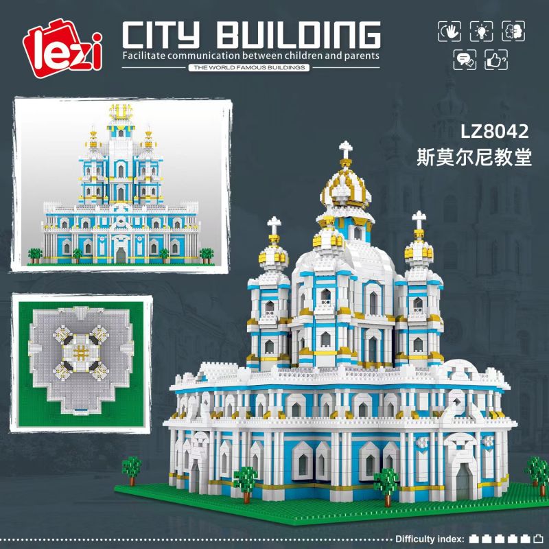 FUN IMAGINATION LZ8042 8042 non  NHÀ THỜ SMOLNY ??? ST PETERSBURG bộ đồ chơi xếp lắp ráp ghép mô hình Buildings SMOLNY MONASTERY 3737 khối