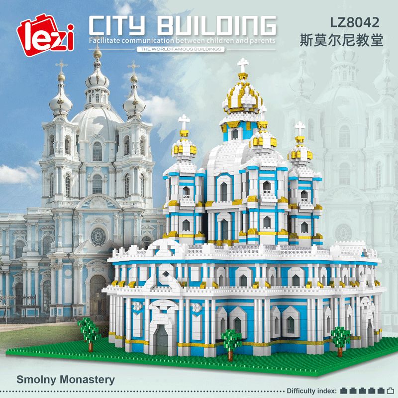 FUN IMAGINATION LZ8042 8042 non  NHÀ THỜ SMOLNY ??? ST PETERSBURG bộ đồ chơi xếp lắp ráp ghép mô hình Buildings SMOLNY MONASTERY 3737 khối