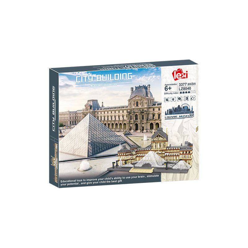 FUN IMAGINATION LZ8040 8040 non  BẢO TÀNG LOUVRE bộ đồ chơi xếp lắp ráp ghép mô hình Buildings 3377 khối
