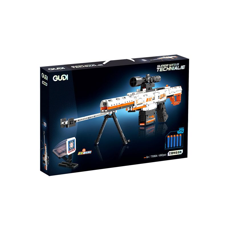GUDI 70004 non  SÚNG BẮN TỈA BARRETT bộ đồ chơi xếp lắp ráp ghép mô hình 692 khối