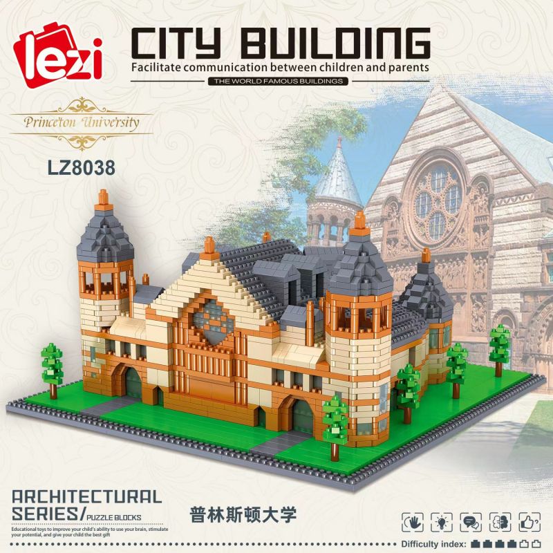 FUN IMAGINATION LZ8038 8038 non  TRƯỜNG ĐẠI HỌC PRINCETON bộ đồ chơi xếp lắp ráp ghép mô hình Buildings PRINCETON UNIVERSITY 2447 khối