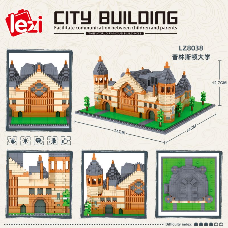 FUN IMAGINATION LZ8038 8038 non  TRƯỜNG ĐẠI HỌC PRINCETON bộ đồ chơi xếp lắp ráp ghép mô hình Buildings PRINCETON UNIVERSITY 2447 khối