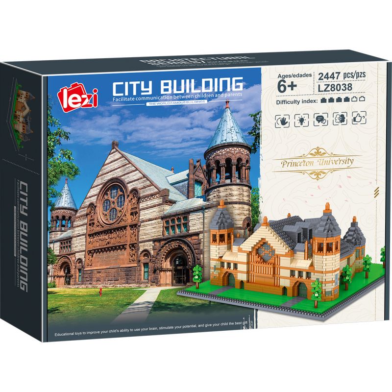 FUN IMAGINATION LZ8038 8038 non  TRƯỜNG ĐẠI HỌC PRINCETON bộ đồ chơi xếp lắp ráp ghép mô hình Buildings PRINCETON UNIVERSITY 2447 khối