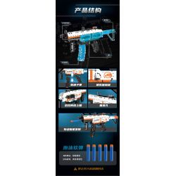 GUDI 70003 non  SÚNG TIỂU LIÊN MP5 bộ đồ chơi xếp lắp ráp ghép mô hình 540 khối