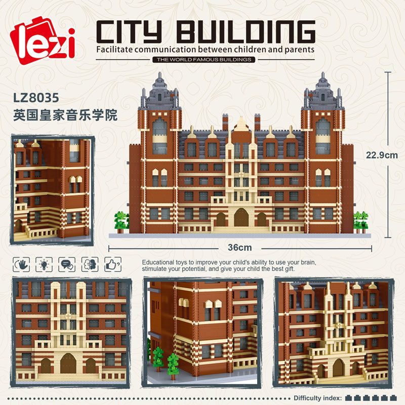 FUN IMAGINATION LZ8035 8035 non  HỌC VIỆN ÂM NHẠC HOÀNG GIA bộ đồ chơi xếp lắp ráp ghép mô hình Buildings ROYAL COLLEGE OF MUSIC 4823 khối