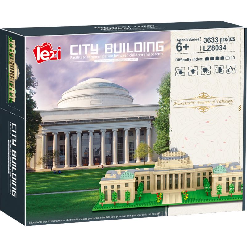 FUN IMAGINATION LZ8034 8034 non  VIỆN CÔNG NGHỆ MASSACHUSETTS bộ đồ chơi xếp lắp ráp ghép mô hình Buildings MASSACHUSETTS INSTITUTE OF TECHNOLOGY 3633 khối