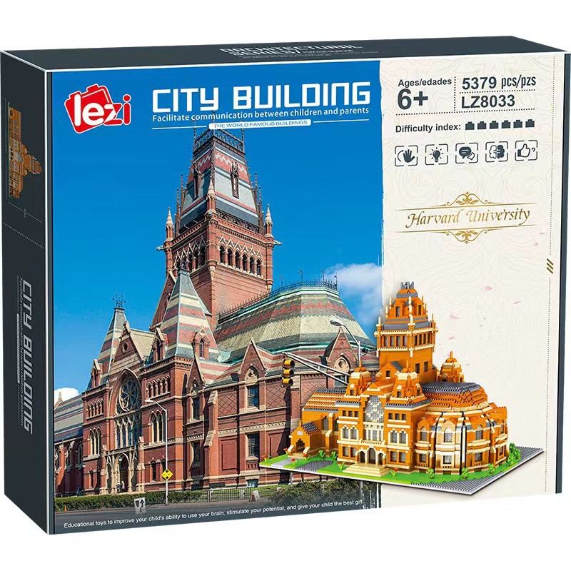 FUN IMAGINATION LZ8033 8033 non  ĐẠI HỌC HARVARD bộ đồ chơi xếp lắp ráp ghép mô hình Buildings HARVARD UNIVERSITY 5379 khối