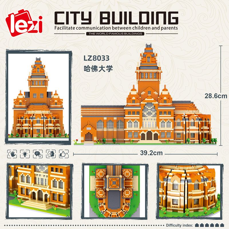 FUN IMAGINATION LZ8033 8033 non  ĐẠI HỌC HARVARD bộ đồ chơi xếp lắp ráp ghép mô hình Buildings HARVARD UNIVERSITY 5379 khối