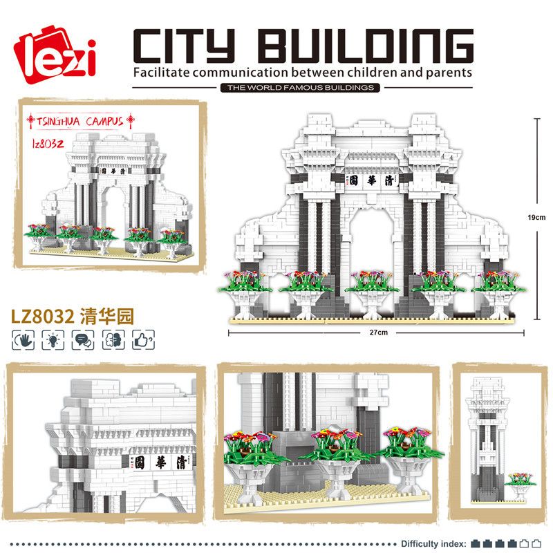 FUN IMAGINATION LZ8032 8032 non  VƯỜN THANH HOA bộ đồ chơi xếp lắp ráp ghép mô hình Buildings TSINGHUA CAMPUS 3315 khối