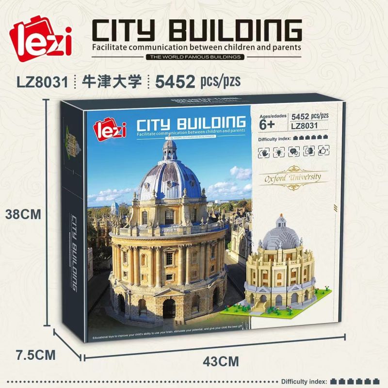 FUN IMAGINATION LZ8031 8031 non  ĐẠI HỌC OXFORD bộ đồ chơi xếp lắp ráp ghép mô hình Buildings 5452 khối