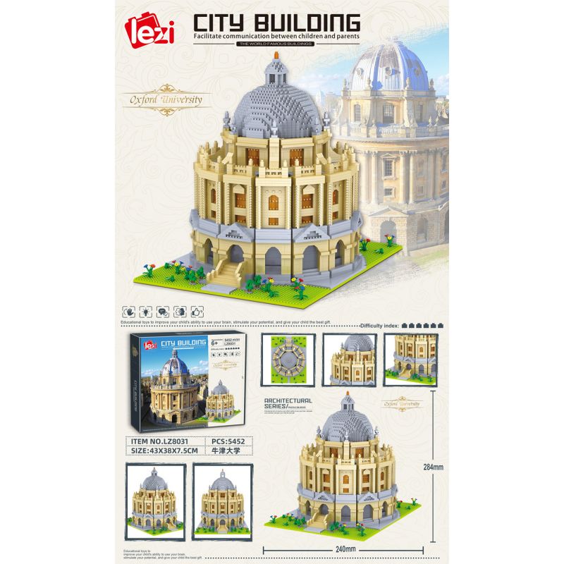 FUN IMAGINATION LZ8031 8031 non  ĐẠI HỌC OXFORD bộ đồ chơi xếp lắp ráp ghép mô hình Buildings 5452 khối