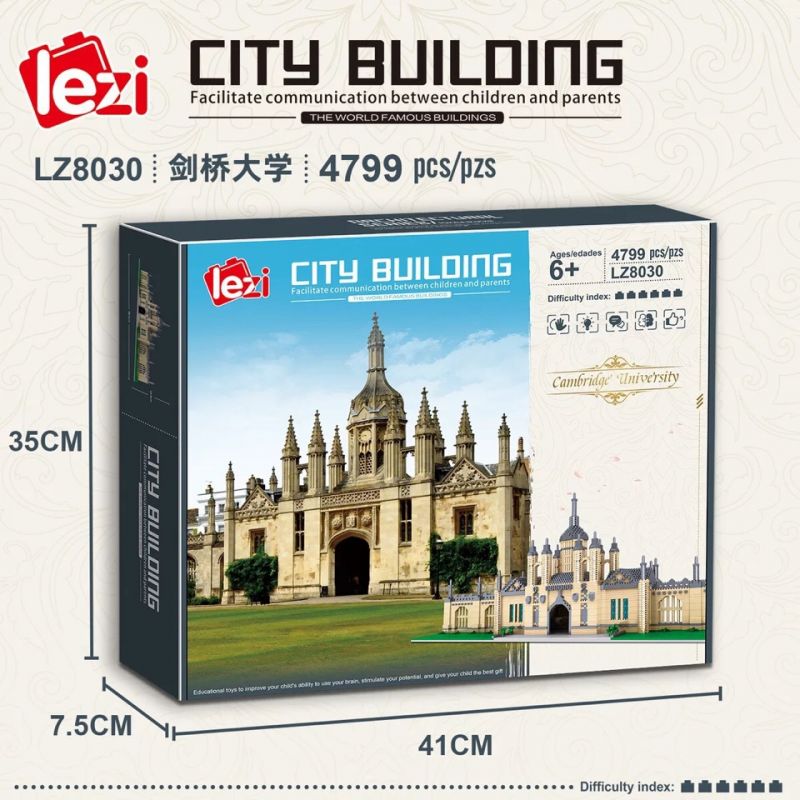 FUN IMAGINATION LZ8030 8030 non  ĐẠI HỌC CAMBRIDGE bộ đồ chơi xếp lắp ráp ghép mô hình Buildings CAMBRIDGE UNIVERSITY 4799 khối