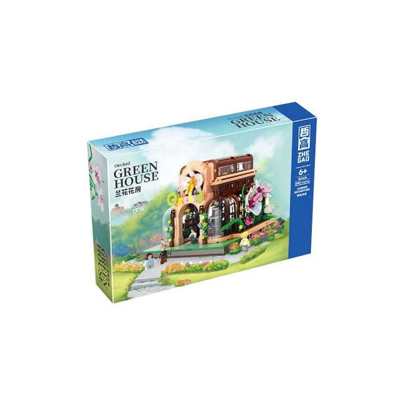 ZHEGAO 00419 non  NHÀ PHONG LAN bộ đồ chơi xếp lắp ráp ghép mô hình Modular Buildings ORCHID GREEN HOUSE Mô Hình Nhà Cửa 2183 khối