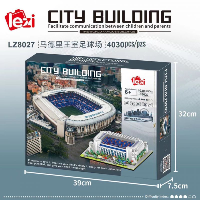 FUN IMAGINATION LZ8027 8027 non  SÂN BÓNG ĐÁ HOÀNG GIA MADRID bộ đồ chơi xếp lắp ráp ghép mô hình Buildings 4030 khối