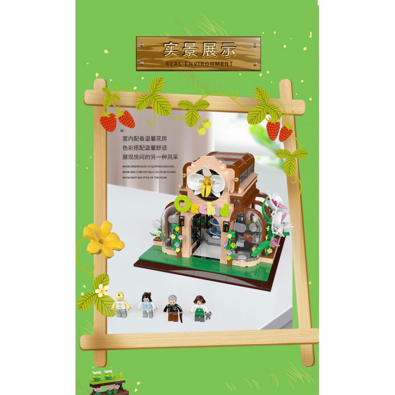 ZHEGAO 00419 non  NHÀ PHONG LAN bộ đồ chơi xếp lắp ráp ghép mô hình Modular Buildings ORCHID GREEN HOUSE Mô Hình Nhà Cửa 2183 khối