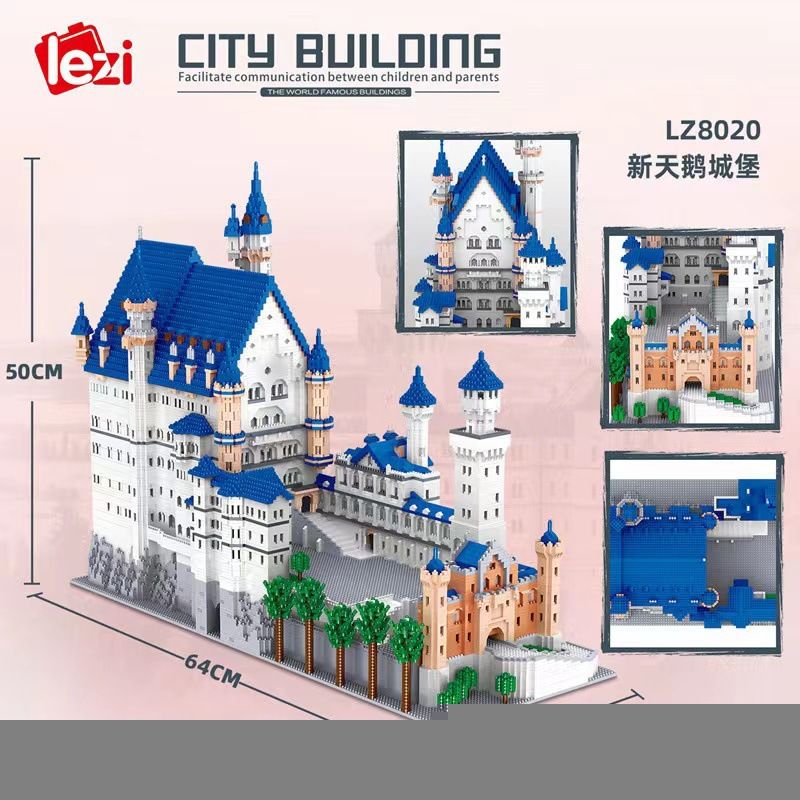 FUN IMAGINATION LZ8020 8020 non  LÂU ĐÀI NEUSCHWANSTEIN bộ đồ chơi xếp lắp ráp ghép mô hình Buildings NEW SWAN STONE CASTLE 11810 khối