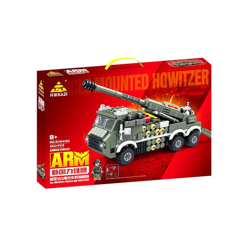 Kazi KY84164 84164 non  NATIONAL POWER EAGLE MỚI LỰU PHÁO GẮN TRÊN XE 155 MM bộ đồ chơi xếp lắp ráp ghép mô hình Military Army ALL MILITARY FORCES ARE DEPLOYED Quân Sự Bộ Đội 404 khối