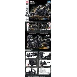 LE YI 88062 non  SÚNG MÁY QUAY NHIỀU NÒNG GATLING bộ đồ chơi xếp lắp ráp ghép mô hình Military Army MULTIBAREL ROTARY MACHINE GUN Quân Sự Bộ Đội 486 khối