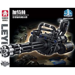 LE YI 88062 non  SÚNG MÁY QUAY NHIỀU NÒNG GATLING bộ đồ chơi xếp lắp ráp ghép mô hình Military Army MULTIBAREL ROTARY MACHINE GUN Quân Sự Bộ Đội 486 khối