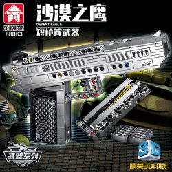 LE YI 88063 non  VŨ KHÍ NÒNG NGẮN DESERT EAGLE bộ đồ chơi xếp lắp ráp ghép mô hình Military Army Quân Sự Bộ Đội 408 khối