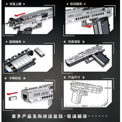 LE YI 88063 non  VŨ KHÍ NÒNG NGẮN DESERT EAGLE bộ đồ chơi xếp lắp ráp ghép mô hình Military Army Quân Sự Bộ Đội 408 khối