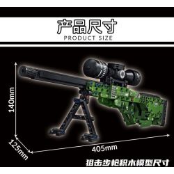 LE YI 88075 non  SÚNG BẮN TỈA AWM bộ đồ chơi xếp lắp ráp ghép mô hình Military Army AWM SNIPING RIFLE Quân Sự Bộ Đội 402 khối