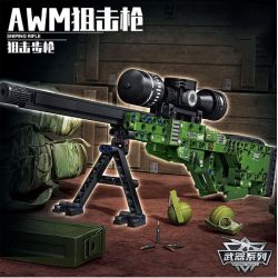 LE YI 88075 non  SÚNG BẮN TỈA AWM bộ đồ chơi xếp lắp ráp ghép mô hình Military Army AWM SNIPING RIFLE Quân Sự Bộ Đội 402 khối
