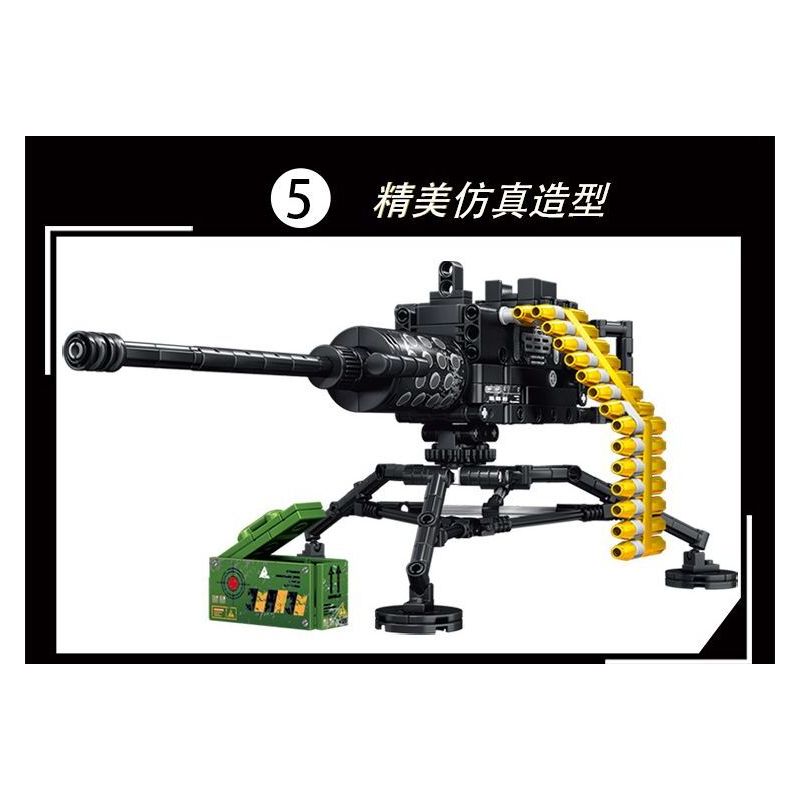 LE YI 88076 non  SÚNG MÁY HẠNG NẶNG BROWNING M2 bộ đồ chơi xếp lắp ráp ghép mô hình Military Army HEAVY MACHINE GUN Quân Sự Bộ Đội 425 khối