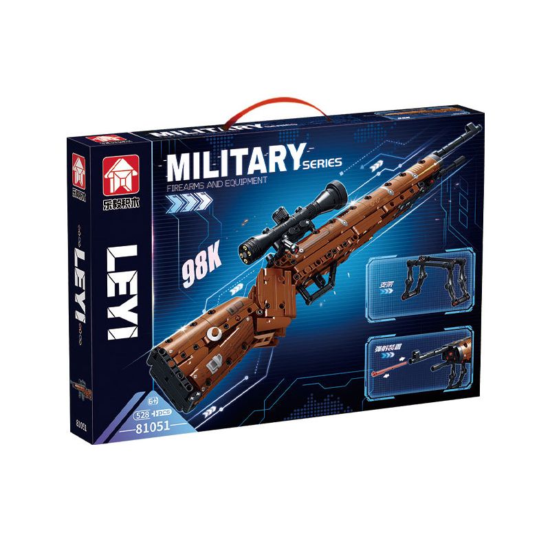 LE YI 81051 non  SÚNG TRƯỜNG 98K bộ đồ chơi xếp lắp ráp ghép mô hình Military Army Quân Sự Bộ Đội 528 khối