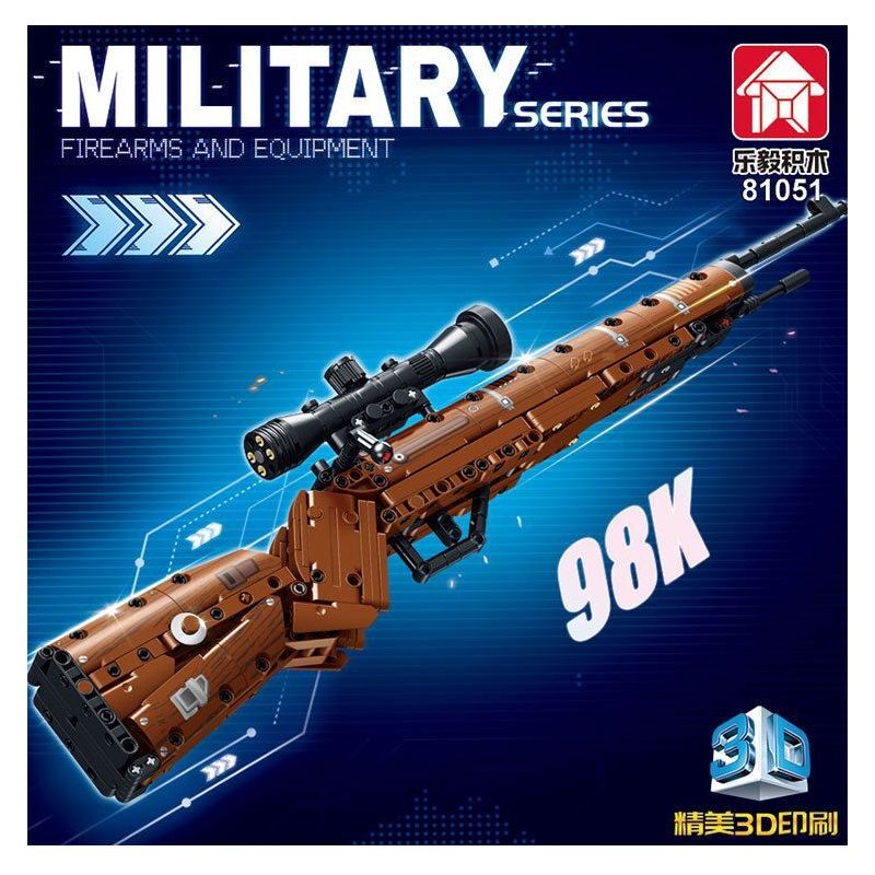 LE YI 81051 non  SÚNG TRƯỜNG 98K bộ đồ chơi xếp lắp ráp ghép mô hình Military Army Quân Sự Bộ Đội 528 khối