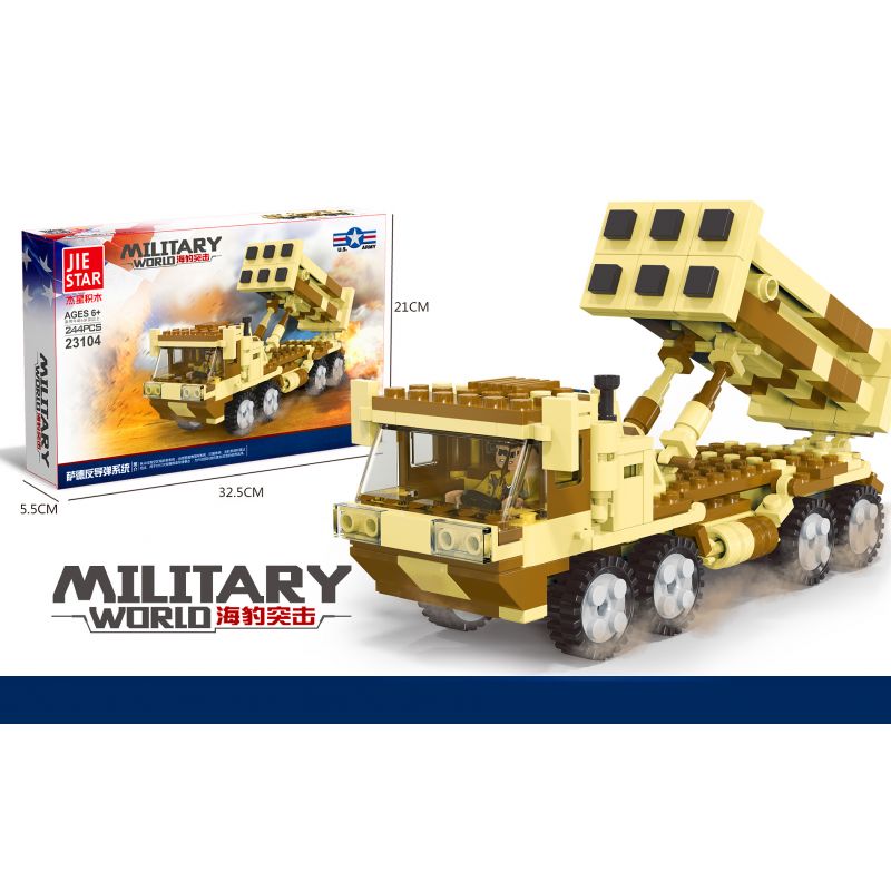 JIESTAR 23104 non Lego SEAL ASSAULT XE PHÓNG TÊN LỬA CỦA HỆ THỐNG CHỐNG THAAD bộ đồ chơi xếp lắp ráp ghép mô hình Military Army MILITARY WORLD Quân Sự Bộ Đội 244 khối