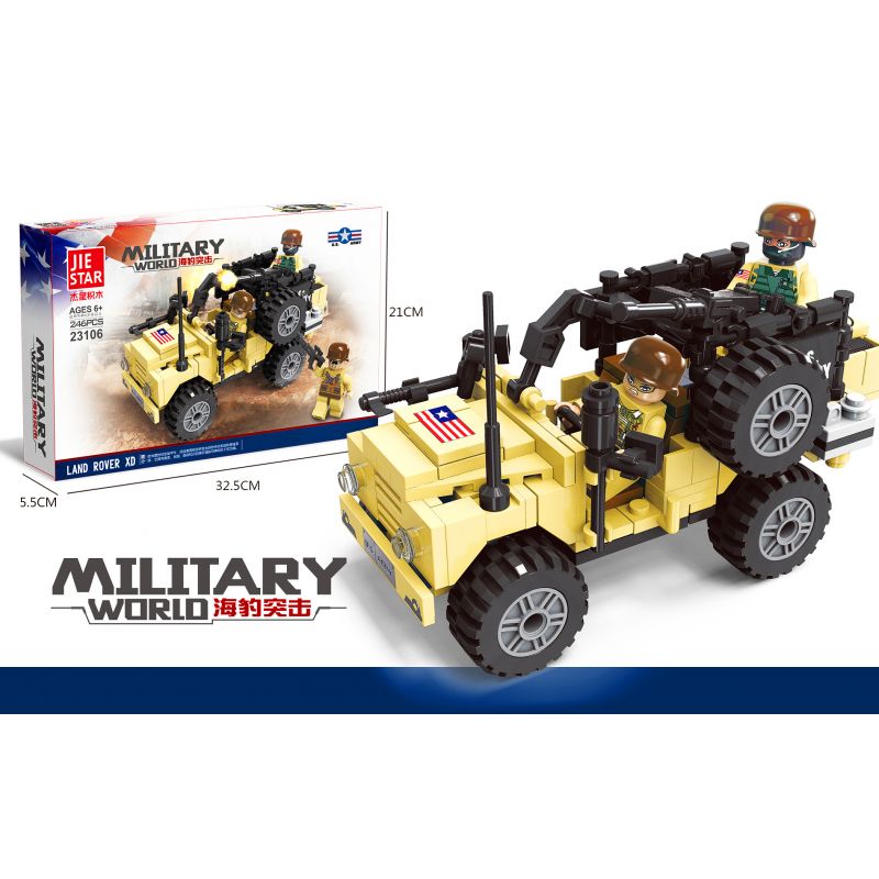 JIESTAR 23106 non Lego CUỘC TẤN CÔNG CỦA SEAL ĐỘI LAND ROVER XD bộ đồ chơi xếp lắp ráp ghép mô hình Military Army MILITARY WORLD Quân Sự Bộ Đội 246 khối