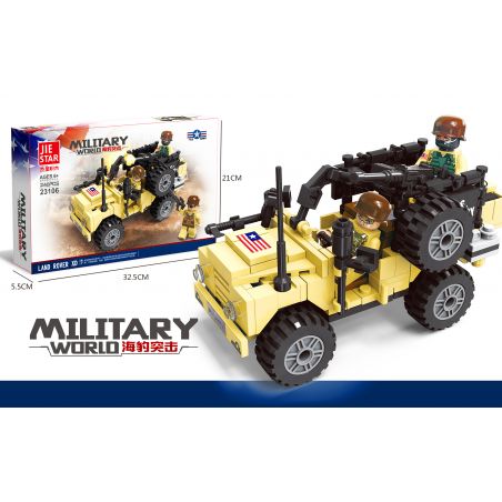 JIESTAR 23106 non  CUỘC TẤN CÔNG CỦA SEAL ĐỘI LAND ROVER XD bộ đồ chơi xếp lắp ráp ghép mô hình Military Army MILITARY WORLD Quân Sự Bộ Đội 246 khối