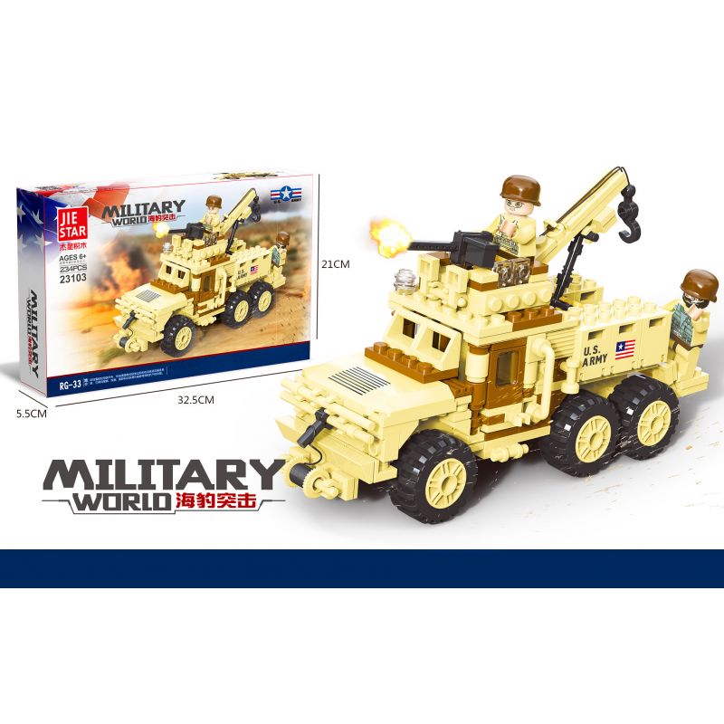 JIESTAR 23103 non Lego SEAL ASSAULT XE TẤN CÔNG SÚNG CỐI BỌC THÉP RG-33 bộ đồ chơi xếp lắp ráp ghép mô hình Military Army MILITARY WORLD Quân Sự Bộ Đội 234 khối